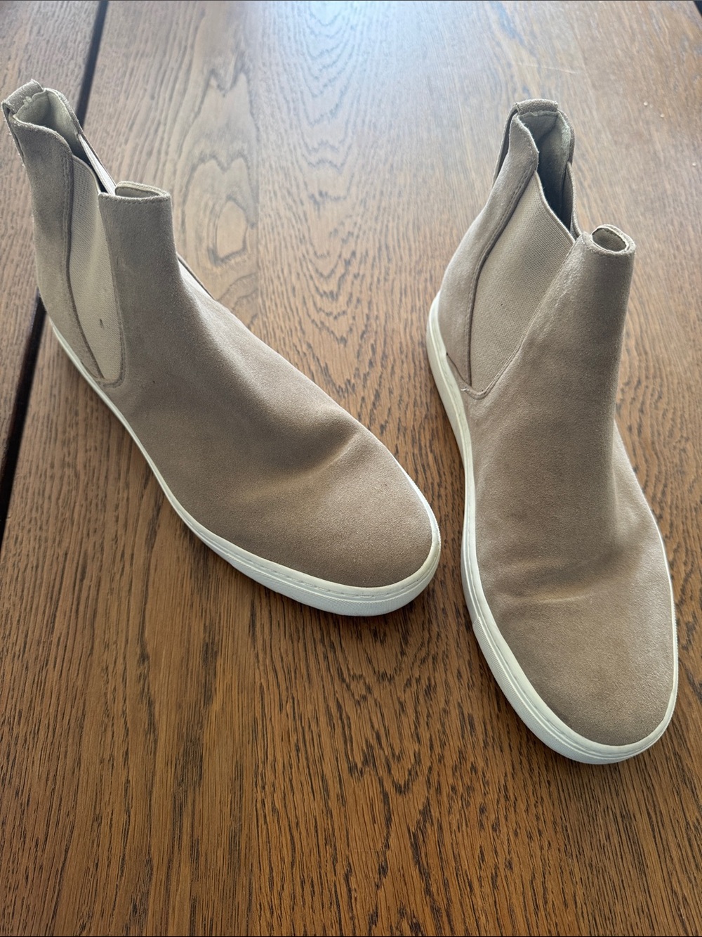 Vince Taupe Suede Wedge Chelsea Sneakers